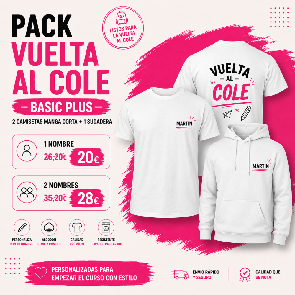 Pack Vuelta - BASIC PLUS - 2 Camiseta Manga corta + Sudadera